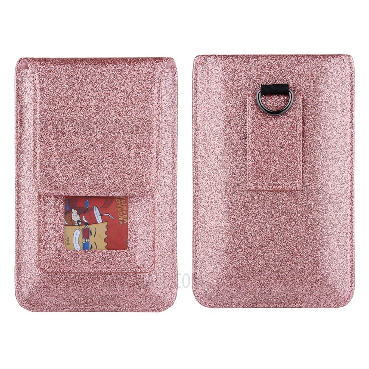 PU Leather Mobile Phone Bag Card Holder Multi-functional Waist Pack Crossbody Shoulder Messenger Bag - Rose Gold-1