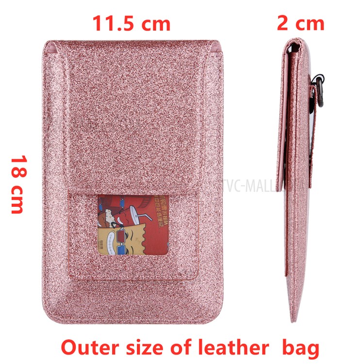 PU Leather Mobile Phone Bag Card Holder Multi-functional Waist Pack Crossbody Shoulder Messenger Bag - Rose Gold-2