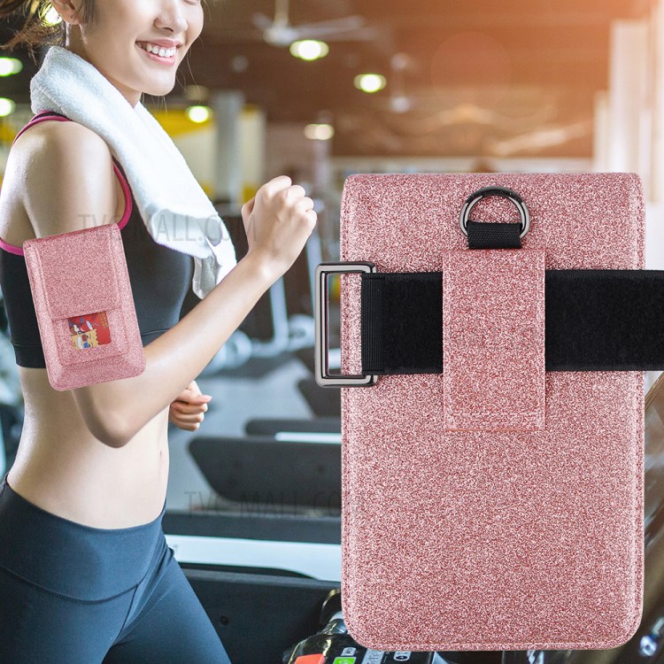 PU Leather Mobile Phone Bag Card Holder Multi-functional Waist Pack Crossbody Shoulder Messenger Bag - Rose Gold-5