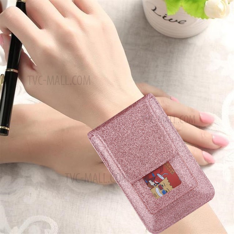 PU Leather Mobile Phone Bag Card Holder Multi-functional Waist Pack Crossbody Shoulder Messenger Bag - Rose Gold-6