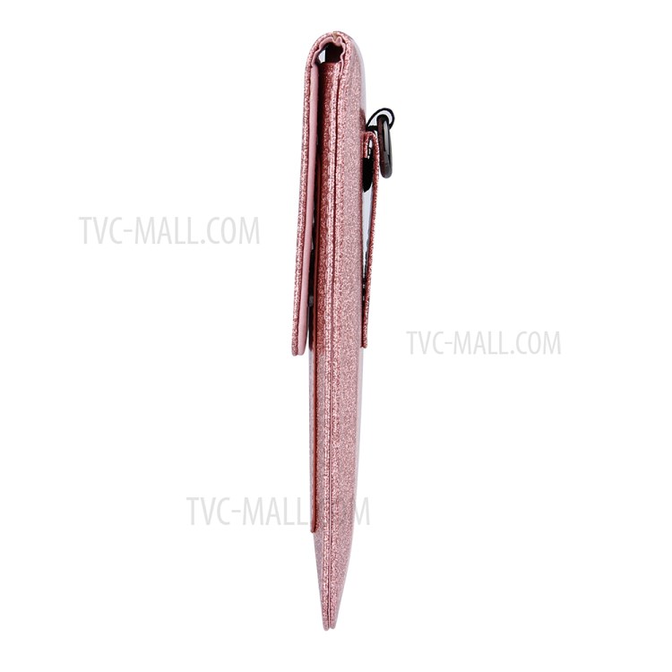 PU Leather Mobile Phone Bag Card Holder Multi-functional Waist Pack Crossbody Shoulder Messenger Bag - Rose Gold-9