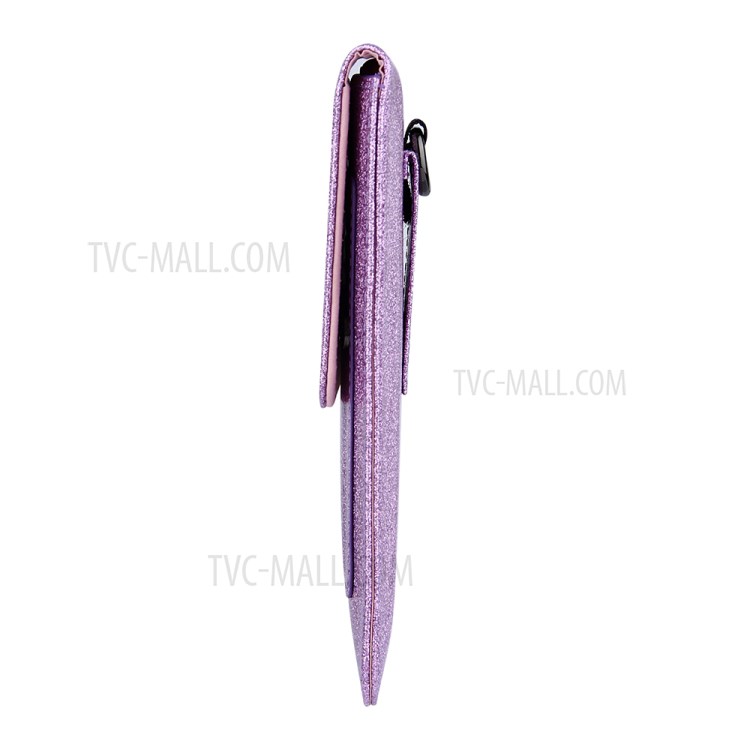 PU Leather Mobile Phone Bag Card Holder Multi-functional Waist Pack Crossbody Shoulder Messenger Bag - Purple-12