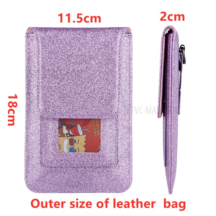 PU Leather Mobile Phone Bag Card Holder Multi-functional Waist Pack Crossbody Shoulder Messenger Bag - Purple-2