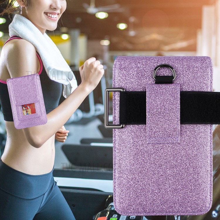 PU Leather Mobile Phone Bag Card Holder Multi-functional Waist Pack Crossbody Shoulder Messenger Bag - Purple-5