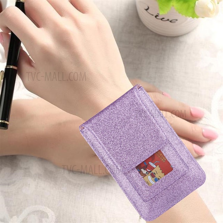 PU Leather Mobile Phone Bag Card Holder Multi-functional Waist Pack Crossbody Shoulder Messenger Bag - Purple-6