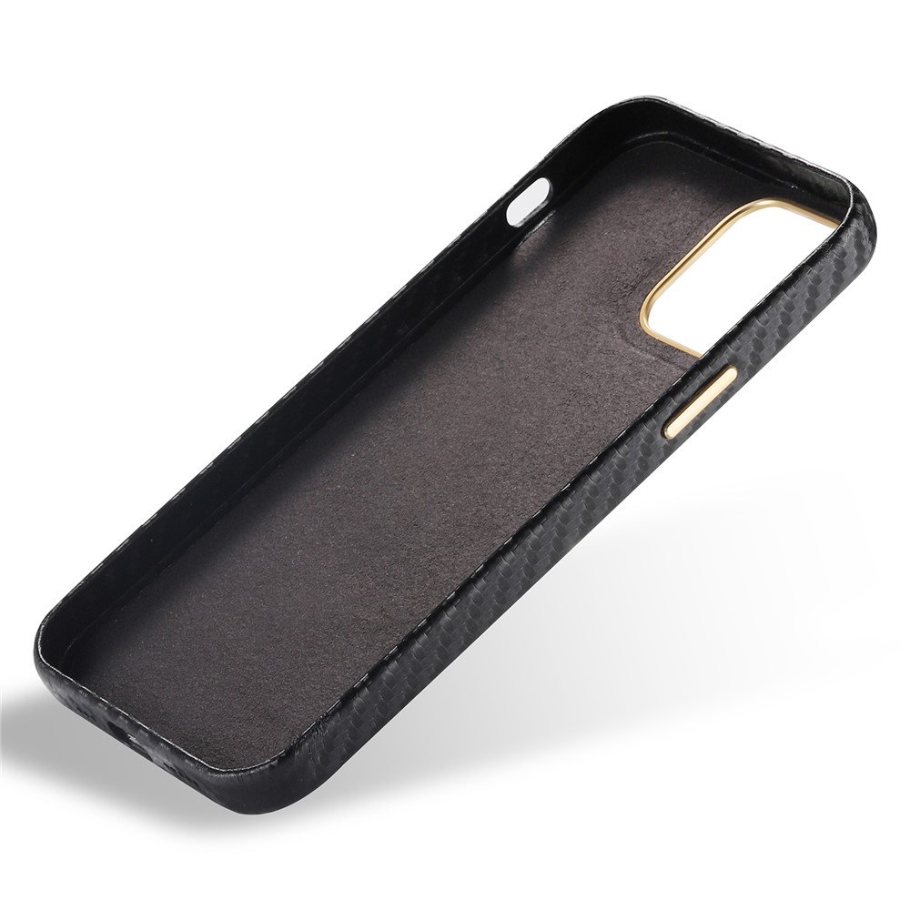 Well-Protected Carbon Fiber PU Leather Coated Hard PC Protective Cover for iPhone 12 mini - Black-4
