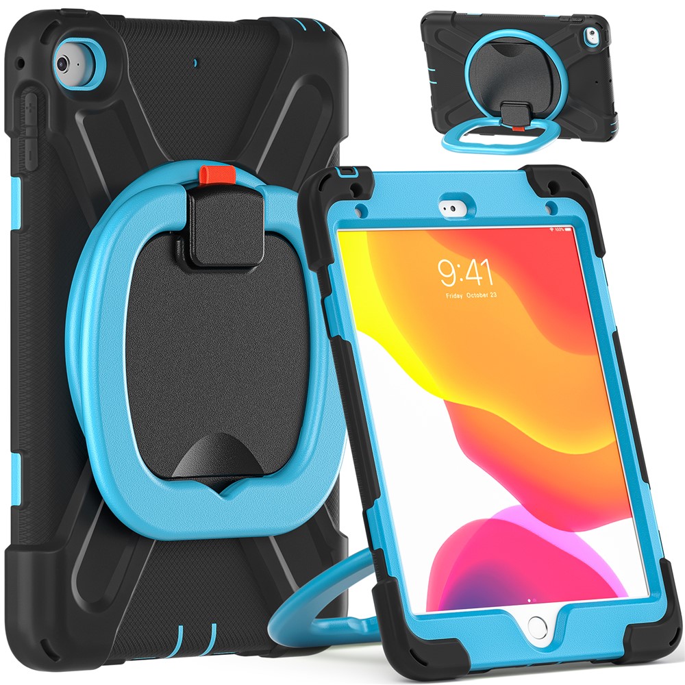 Tablet Cover with 360 Degree Swivel Kickstand and Pen Slot (B Style) for iPad mini 4/(2019) 7.9 inch - Black/Sky Blue-1
