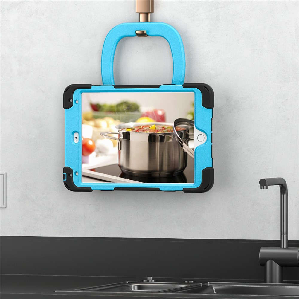 Tablet Cover with 360 Degree Swivel Kickstand and Pen Slot (B Style) for iPad mini 4/(2019) 7.9 inch - Black/Sky Blue-12