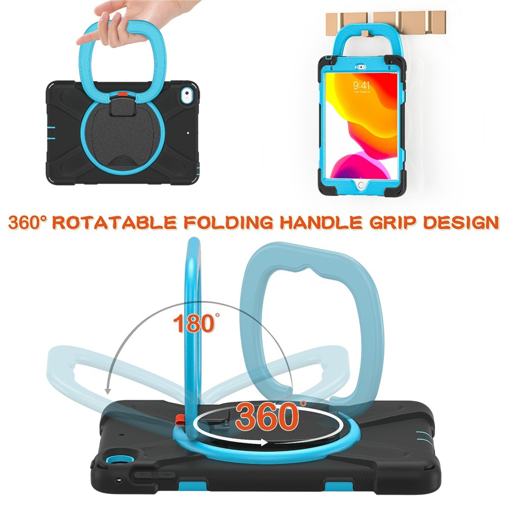 Tablet Cover with 360 Degree Swivel Kickstand and Pen Slot (B Style) for iPad mini 4/(2019) 7.9 inch - Black/Sky Blue-5