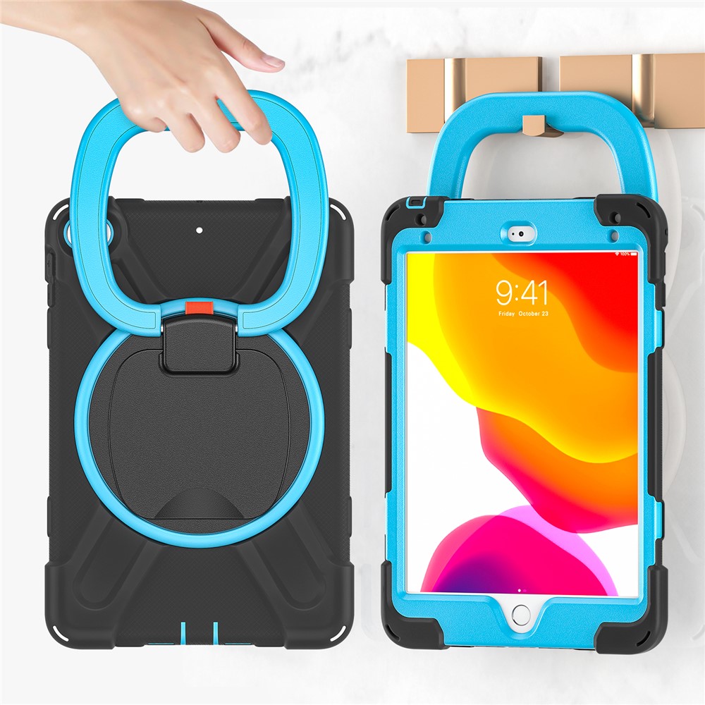 Tablet Cover with 360 Degree Swivel Kickstand and Pen Slot (B Style) for iPad mini 4/(2019) 7.9 inch - Black/Sky Blue-9