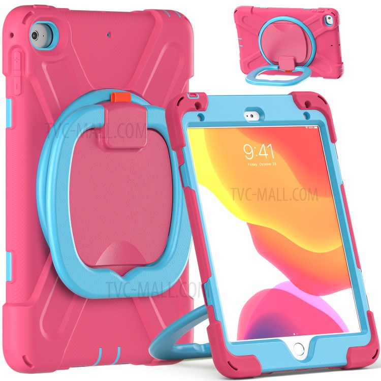 Tablet Cover with 360 Degree Swivel Kickstand and Pen Slot (B Style) for iPad mini 4/(2019) 7.9 inch - Pink/Sky Blue-1
