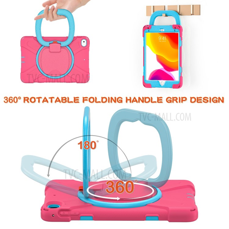 Tablet Cover with 360 Degree Swivel Kickstand and Pen Slot (B Style) for iPad mini 4/(2019) 7.9 inch - Pink/Sky Blue-5