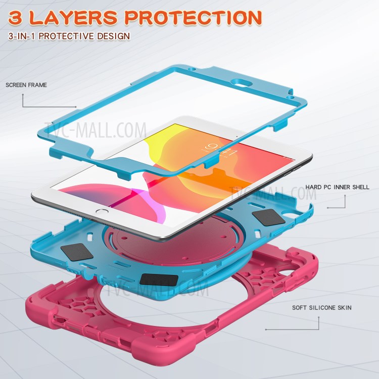 Tablet Cover with 360 Degree Swivel Kickstand and Pen Slot (B Style) for iPad mini 4/(2019) 7.9 inch - Pink/Sky Blue-7