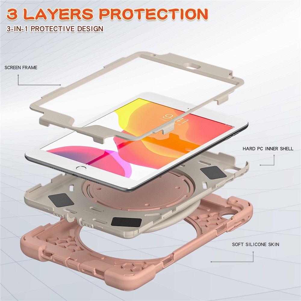 Tablet Cover with 360 Degree Swivel Kickstand and Pen Slot (B Style) for iPad mini 4/(2019) 7.9 inch - Pink/White-7
