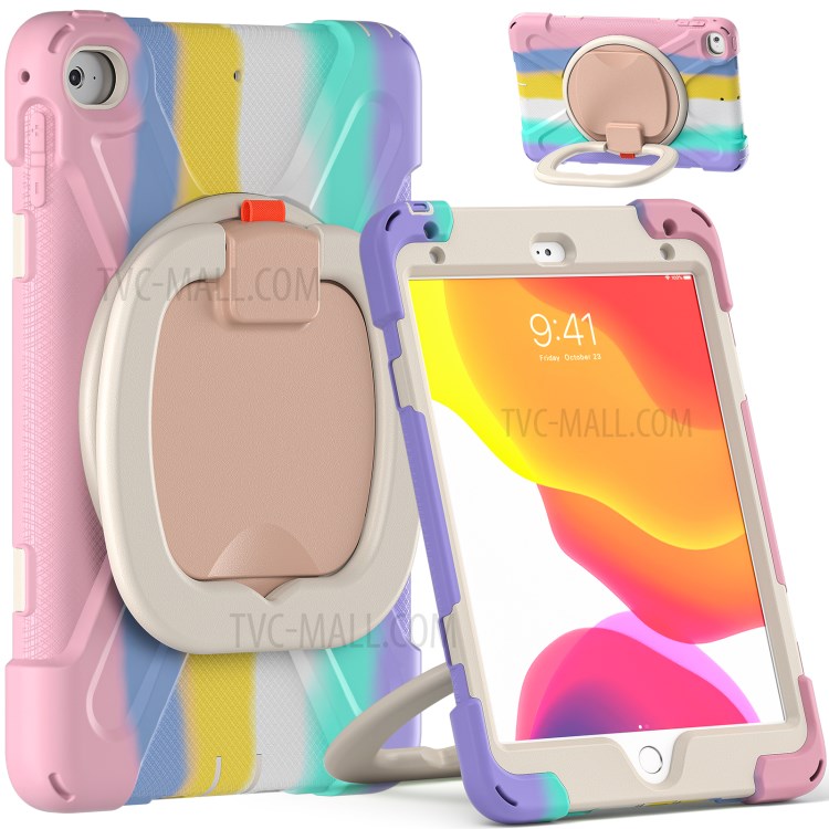 Tablet Cover with 360 Degree Swivel Kickstand and Pen Slot (B Style) for iPad mini 4/(2019) 7.9 inch - Colorful/Pink-1