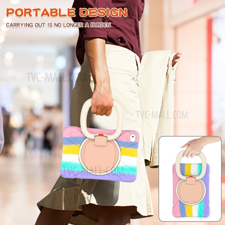 Tablet Cover with 360 Degree Swivel Kickstand and Pen Slot (B Style) for iPad mini 4/(2019) 7.9 inch - Colorful/Pink-10