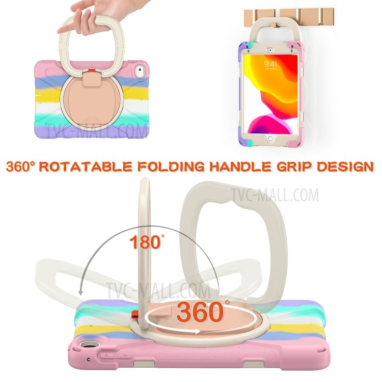 Tablet Cover with 360 Degree Swivel Kickstand and Pen Slot (B Style) for iPad mini 4/(2019) 7.9 inch - Colorful/Pink-5