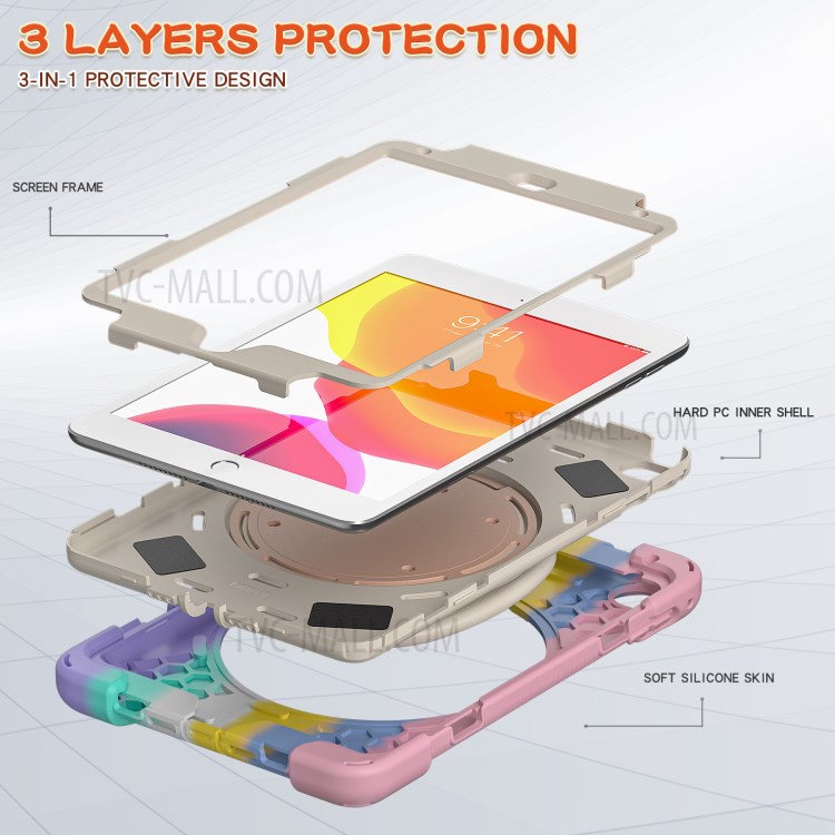Tablet Cover with 360 Degree Swivel Kickstand and Pen Slot (B Style) for iPad mini 4/(2019) 7.9 inch - Colorful/Pink-7