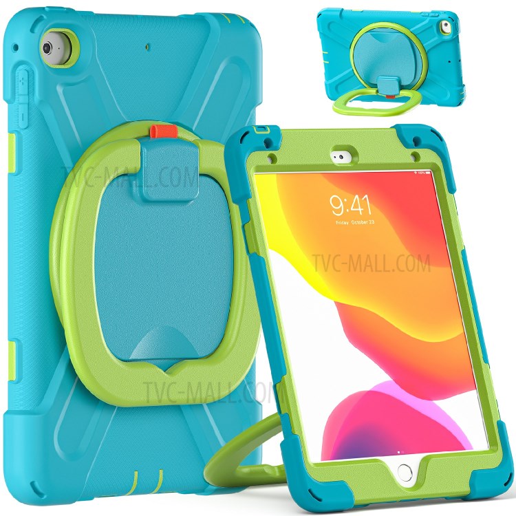 Tablet Cover with 360 Degree Swivel Kickstand and Pen Slot (B Style) for iPad mini 4/(2019) 7.9 inch - Sky Blue/Green-1
