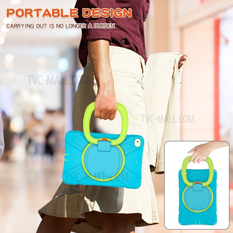 Tablet Cover with 360 Degree Swivel Kickstand and Pen Slot (B Style) for iPad mini 4/(2019) 7.9 inch - Sky Blue/Green-10