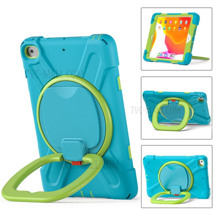 Tablet Cover with 360 Degree Swivel Kickstand and Pen Slot (B Style) for iPad mini 4/(2019) 7.9 inch - Sky Blue/Green-2