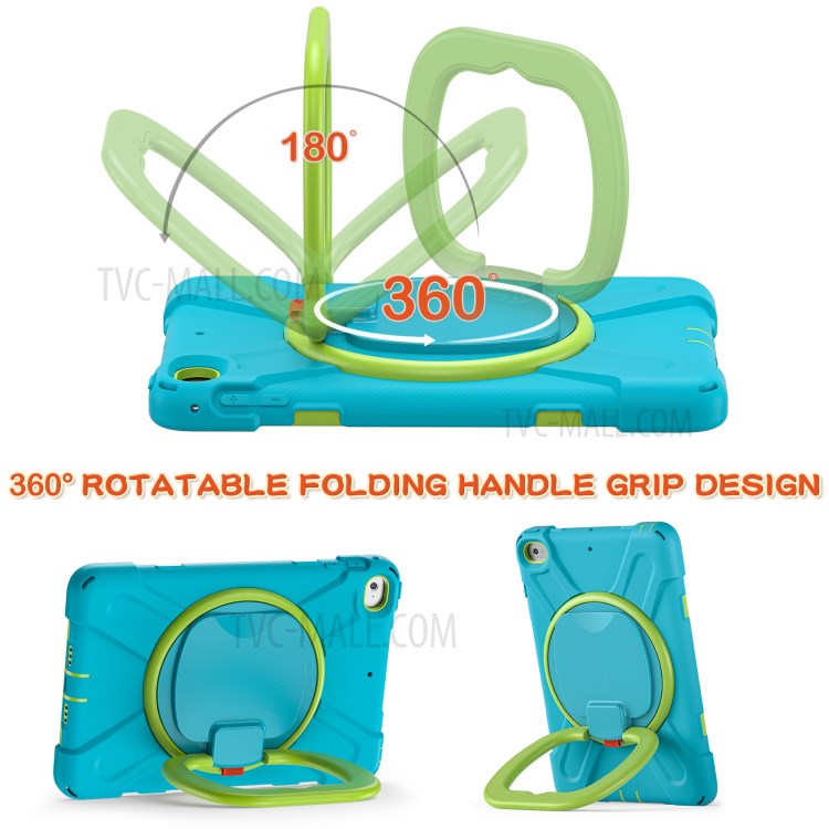 Tablet Cover with 360 Degree Swivel Kickstand and Pen Slot (B Style) for iPad mini 4/(2019) 7.9 inch - Sky Blue/Green-3