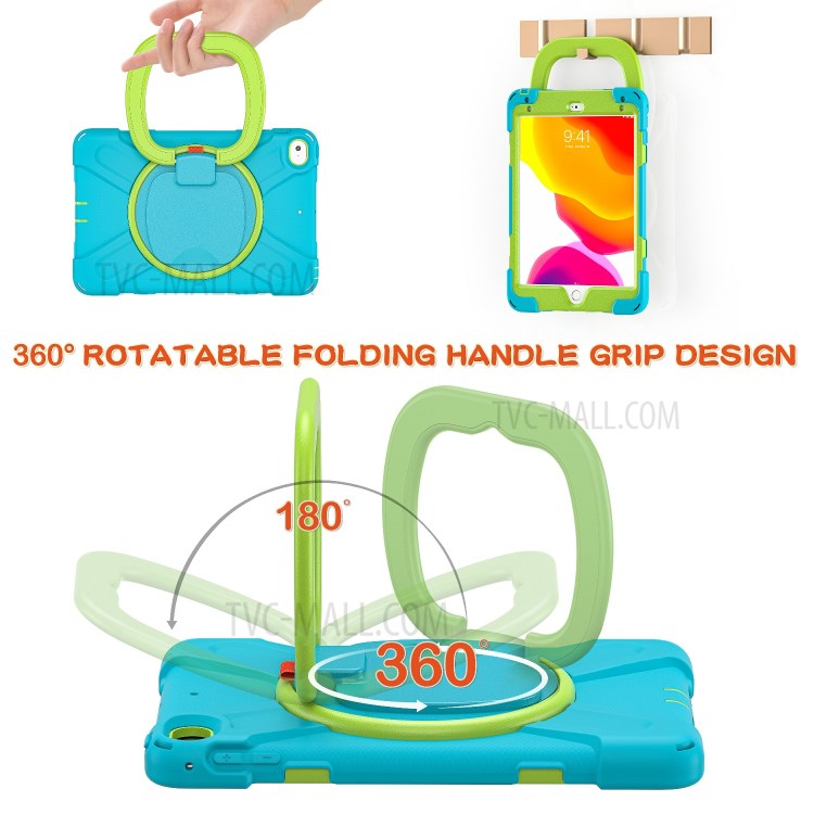 Tablet Cover with 360 Degree Swivel Kickstand and Pen Slot (B Style) for iPad mini 4/(2019) 7.9 inch - Sky Blue/Green-5