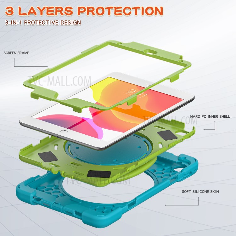 Tablet Cover with 360 Degree Swivel Kickstand and Pen Slot (B Style) for iPad mini 4/(2019) 7.9 inch - Sky Blue/Green-7