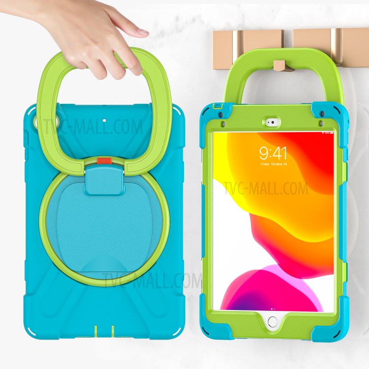 Tablet Cover with 360 Degree Swivel Kickstand and Pen Slot (B Style) for iPad mini 4/(2019) 7.9 inch - Sky Blue/Green-9