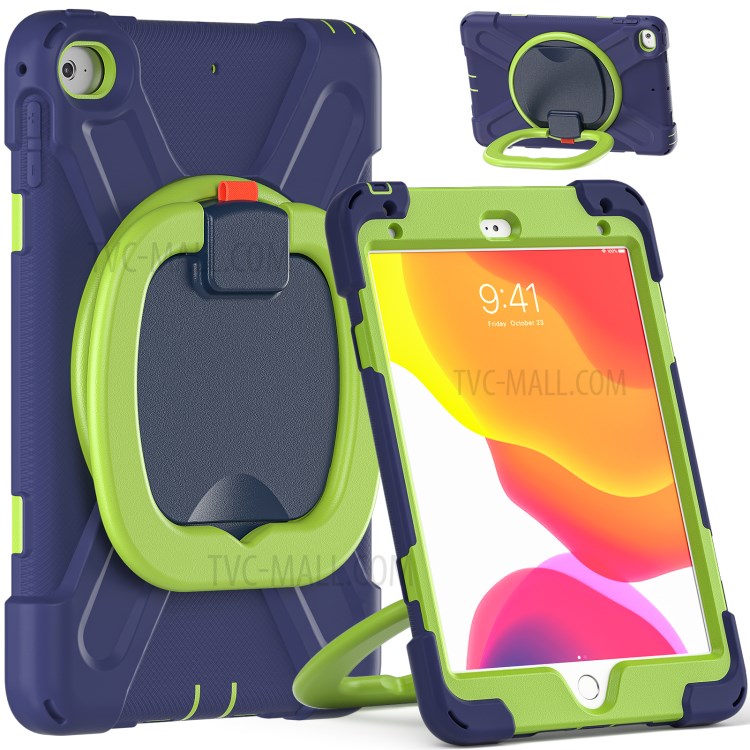 Tablet Cover with 360 Degree Swivel Kickstand and Pen Slot (B Style) for iPad mini 4/(2019) 7.9 inch - Dark Blue/Green-1