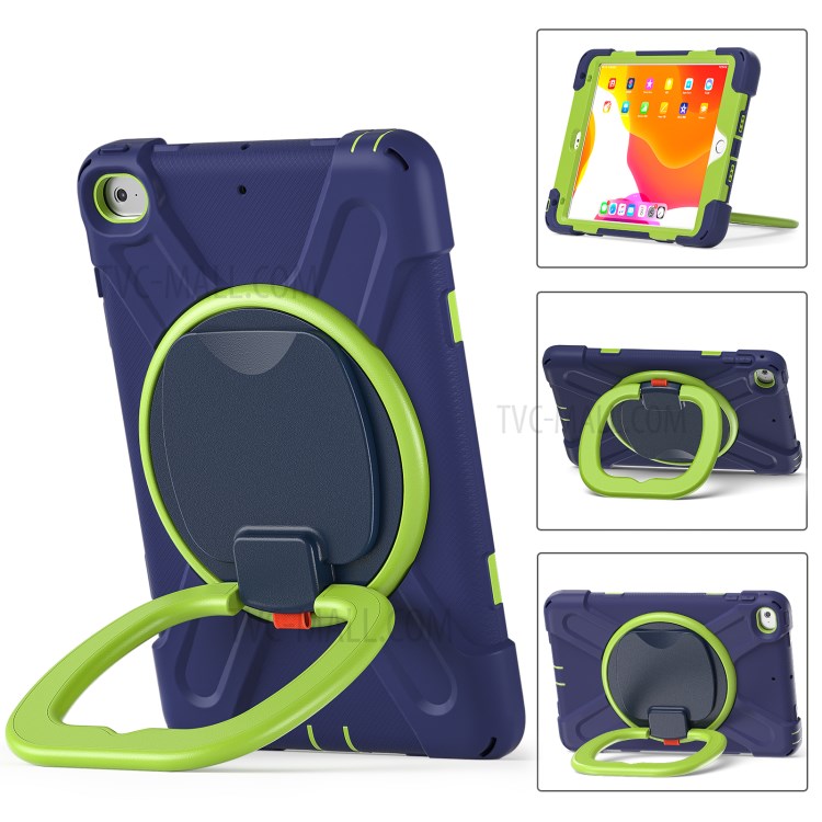Tablet Cover with 360 Degree Swivel Kickstand and Pen Slot (B Style) for iPad mini 4/(2019) 7.9 inch - Dark Blue/Green-2