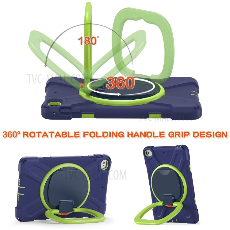 Tablet Cover with 360 Degree Swivel Kickstand and Pen Slot (B Style) for iPad mini 4/(2019) 7.9 inch - Dark Blue/Green-3