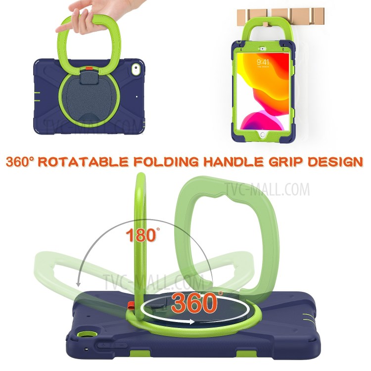 Tablet Cover with 360 Degree Swivel Kickstand and Pen Slot (B Style) for iPad mini 4/(2019) 7.9 inch - Dark Blue/Green-5