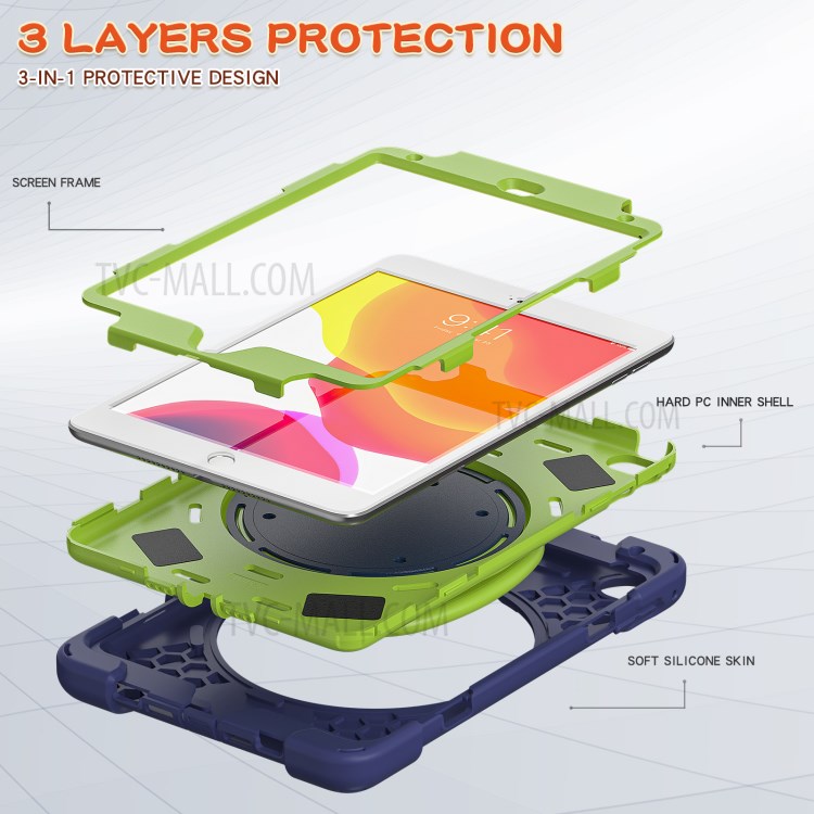 Tablet Cover with 360 Degree Swivel Kickstand and Pen Slot (B Style) for iPad mini 4/(2019) 7.9 inch - Dark Blue/Green-7