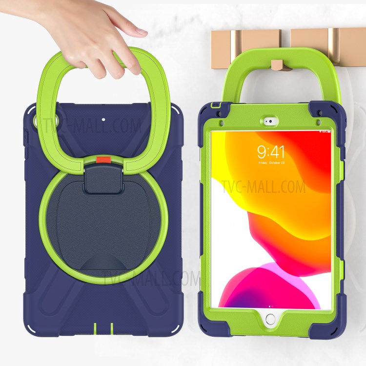Tablet Cover with 360 Degree Swivel Kickstand and Pen Slot (B Style) for iPad mini 4/(2019) 7.9 inch - Dark Blue/Green-9