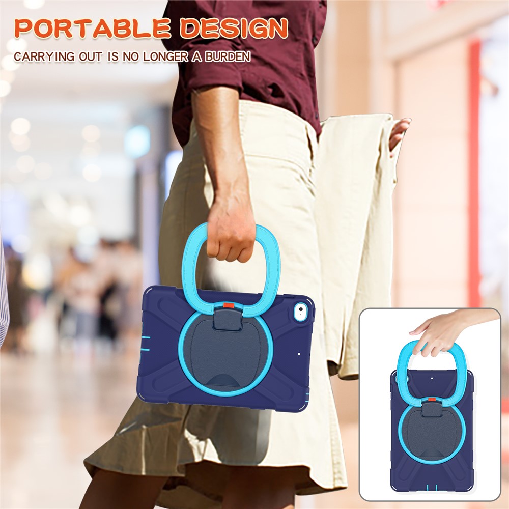 Tablet Cover with 360 Degree Swivel Kickstand and Pen Slot (B Style) for iPad mini 4/(2019) 7.9 inch - Dark Blue/Sky Blue-10