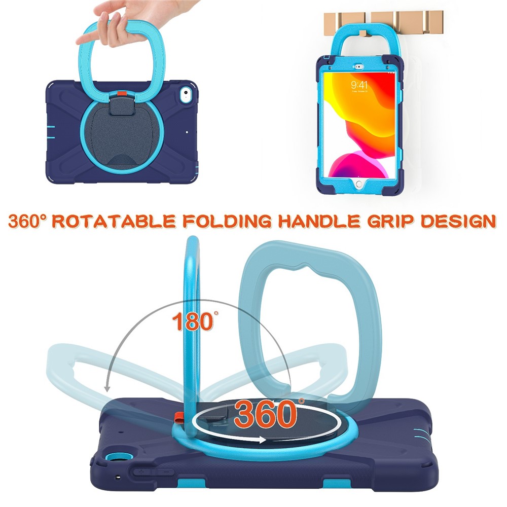 Tablet Cover with 360 Degree Swivel Kickstand and Pen Slot (B Style) for iPad mini 4/(2019) 7.9 inch - Dark Blue/Sky Blue-5