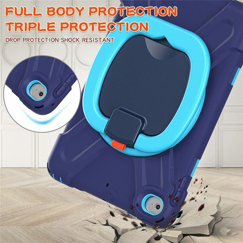 Tablet Cover with 360 Degree Swivel Kickstand and Pen Slot (B Style) for iPad mini 4/(2019) 7.9 inch - Dark Blue/Sky Blue-6