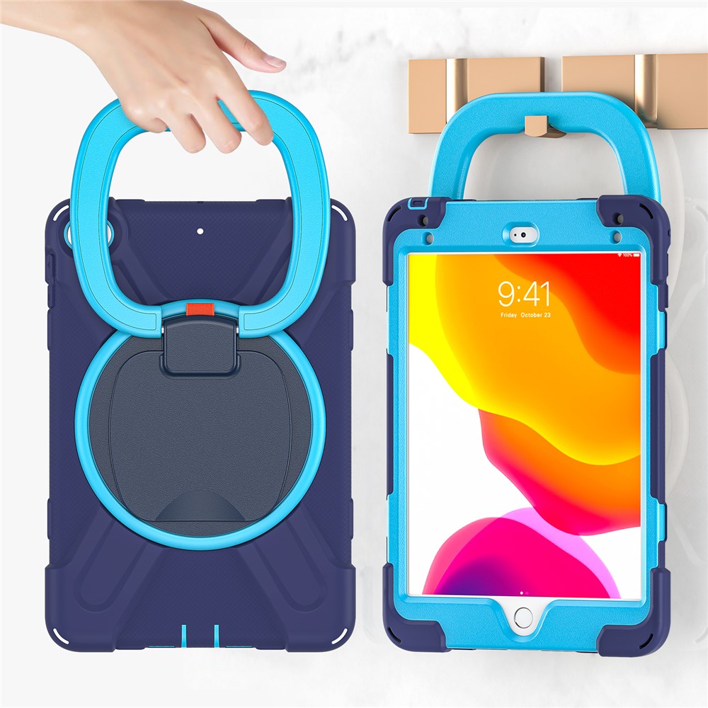 Tablet Cover with 360 Degree Swivel Kickstand and Pen Slot (B Style) for iPad mini 4/(2019) 7.9 inch - Dark Blue/Sky Blue-9