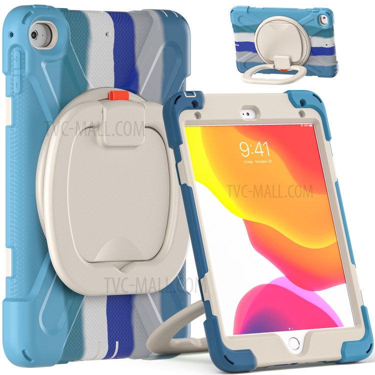 Tablet Cover with 360 Degree Swivel Kickstand and Pen Slot (B Style) for iPad mini 4/(2019) 7.9 inch - Colorful/Blue-1
