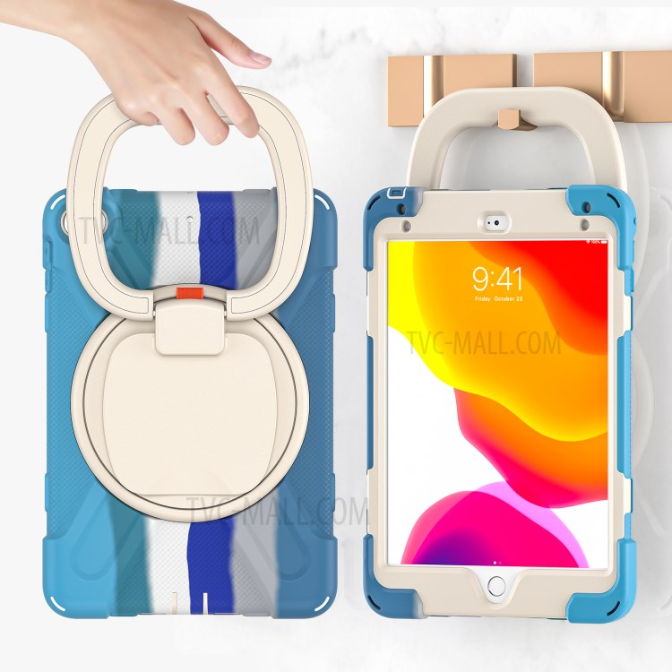 Tablet Cover with 360 Degree Swivel Kickstand and Pen Slot (B Style) for iPad mini 4/(2019) 7.9 inch - Colorful/Blue-10