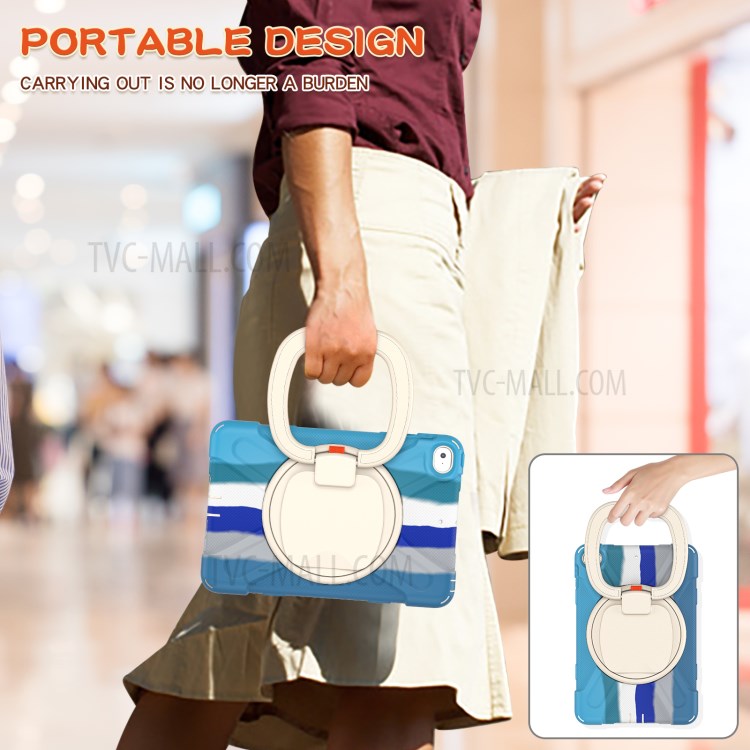 Tablet Cover with 360 Degree Swivel Kickstand and Pen Slot (B Style) for iPad mini 4/(2019) 7.9 inch - Colorful/Blue-11