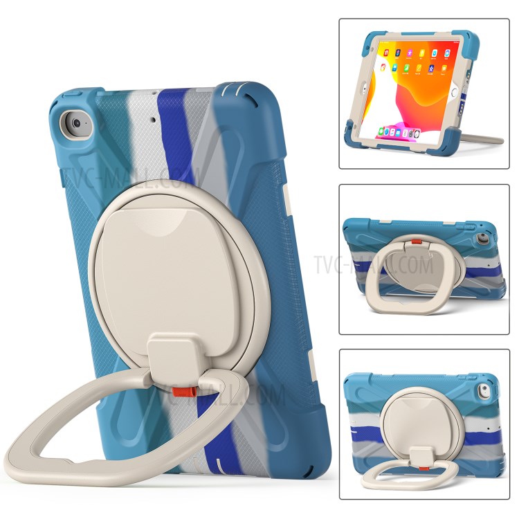 Tablet Cover with 360 Degree Swivel Kickstand and Pen Slot (B Style) for iPad mini 4/(2019) 7.9 inch - Colorful/Blue-2