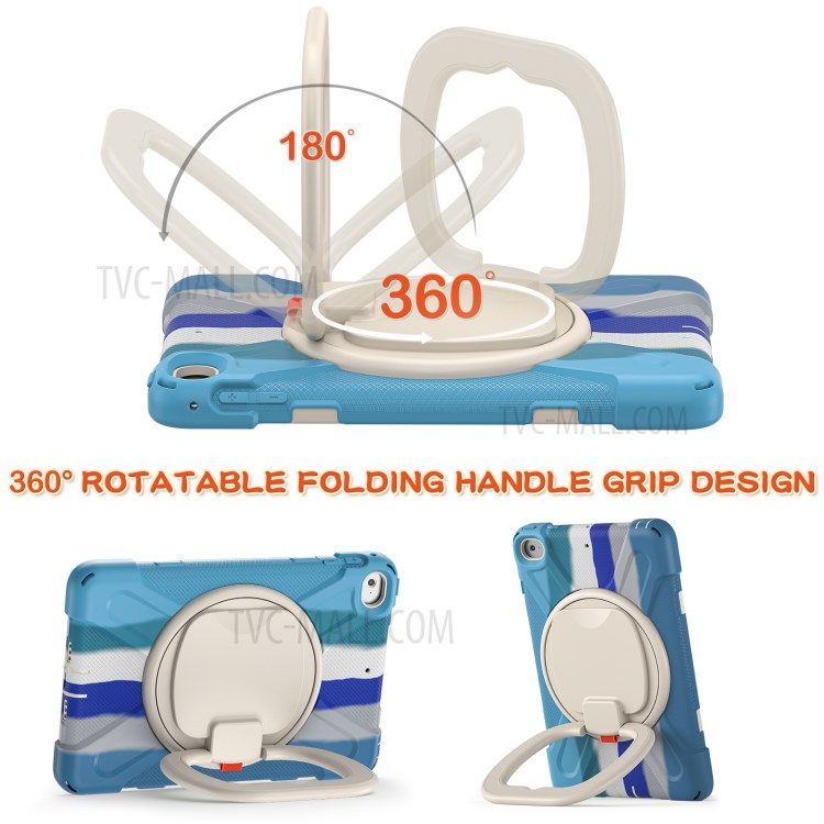 Tablet Cover with 360 Degree Swivel Kickstand and Pen Slot (B Style) for iPad mini 4/(2019) 7.9 inch - Colorful/Blue-3