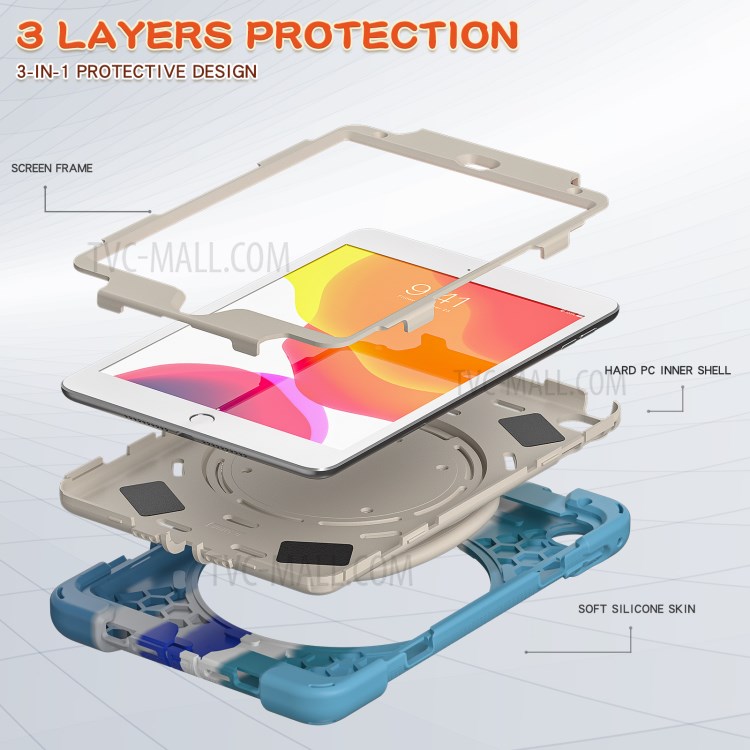 Tablet Cover with 360 Degree Swivel Kickstand and Pen Slot (B Style) for iPad mini 4/(2019) 7.9 inch - Colorful/Blue-7