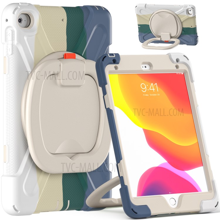 Tablet Cover with 360 Degree Swivel Kickstand and Pen Slot (B Style) for iPad mini 4/(2019) 7.9 inch - Colorful/White-1