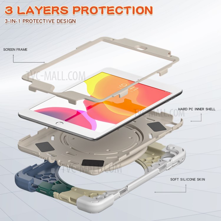 Tablet Cover with 360 Degree Swivel Kickstand and Pen Slot (B Style) for iPad mini 4/(2019) 7.9 inch - Colorful/White-7