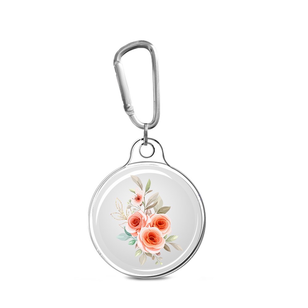 Pattern Printing Soft TPU Protective Case Sleeve Skin Cover with Key Ring for Apple AirTag Tracker - Camellia-1