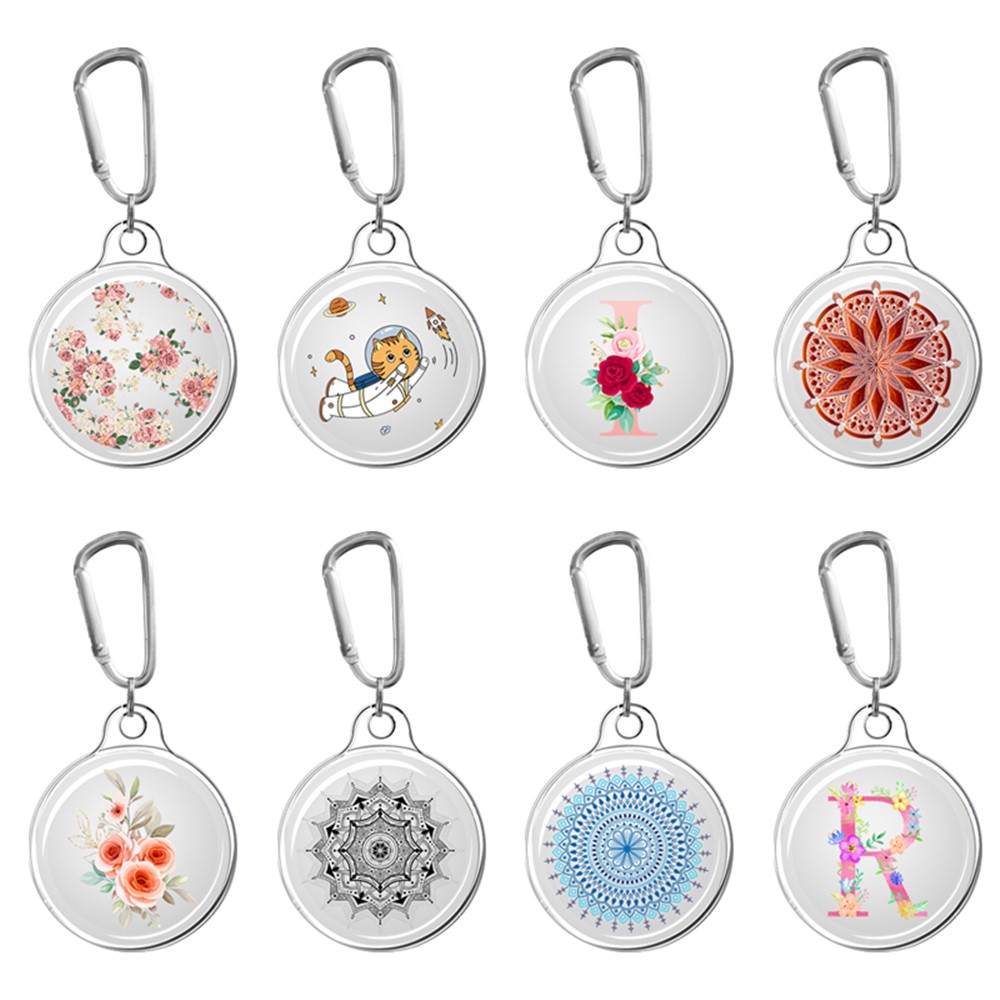 Pattern Printing Soft TPU Protective Case Sleeve Skin Cover with Key Ring for Apple AirTag Tracker - Camellia-5