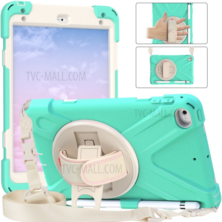 Swivel Kickstand Design Hybrid Tablet Case Cover with Hand Band+Shoulder Strap for iPad mini 4/mini (2019) 7.9 inch - Mint Green-7